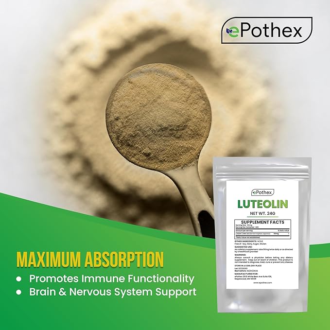 ePothex Pure Luteolin Powder 24 Grams, Brain and Nervous System Support, Promotes Immune Functionality, Maximum Absorption