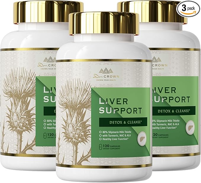Milk Thistle, Liver Support Supplement, Silymarin,with NAC, ALA, Turmeric, Artichoke and Dandelion, for Liver Detox, Cleanse, Liver Health Support, Gluten Free Non-GMO 360 Capsules