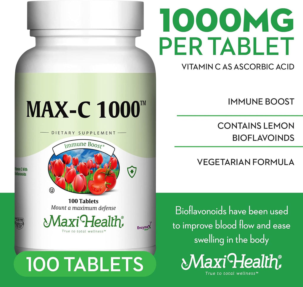 1000 mg Vitamin C - 1000mg Tablets Ultra High Absorption Formula - Gluten Free Kosher Dietary Non GMO Vitamin C Supplement for Immune Support - VIT C Vitamin C Tablets from Ascorbic Acid, 100 Count