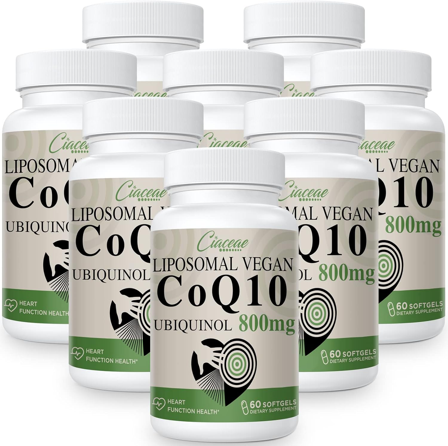 Liposomal CoQ10 800mg Ubiquinol Softgel, Max Absorption Ubiquinol Coenzyme Q10, Ubiquinol CoQ10 Supplement for Antioxidant, Heart Function & Energy Production, Pure CoQ10 800mg, 480 Vegan Softgels