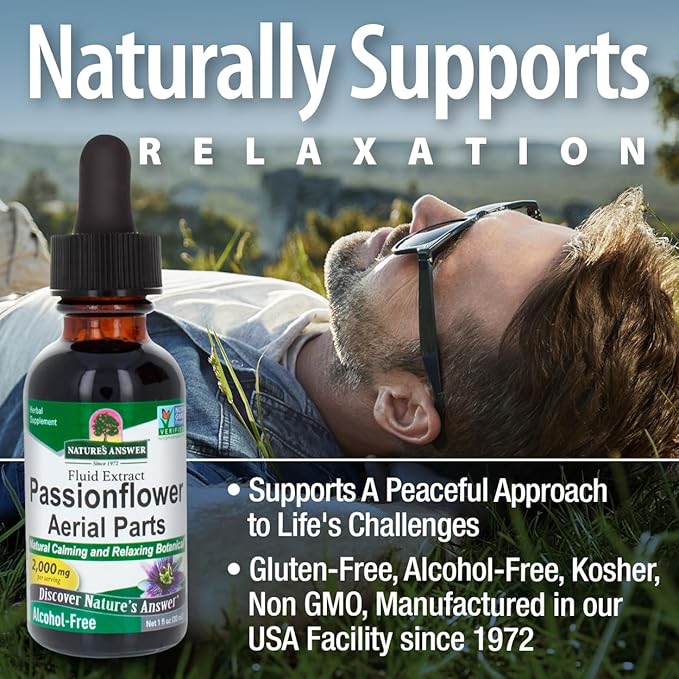 Nature's Answer Passion Flower | Super Concentrated | Liquid Herbal Tincture Supplement Drops | Natural Calming Botanical | Non-GMO | Alcohol-Free, Gluten-Free & Vegan 1oz (2 Pack)