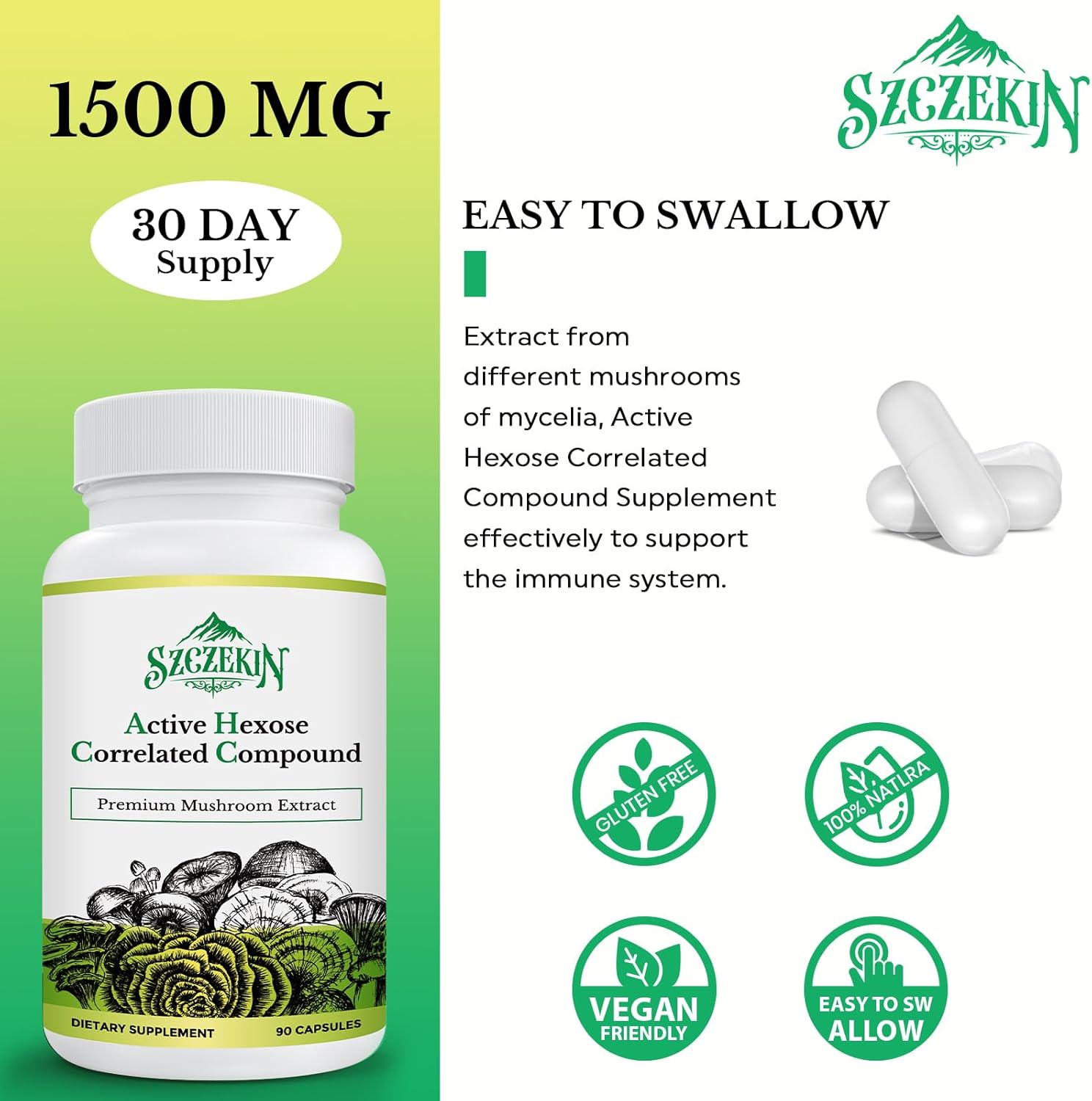 Active Hexose Correlated Compound 1500 mg Supplement, Natural 8 Mushroom Extract Supplement, Immune System, Liver Function, Natural Killer and T Cells Activity, 720 Veggie Capsules