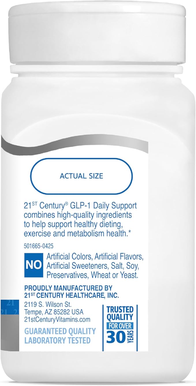 21st Century GLP-1 Daily Support Supplement (60 Count), Weight Management, Exercise, & Daily Metabolism Health Support, Vegetarian Capsules with Turmeric, Barberry, & Green Tea Extract, Gluten-Free