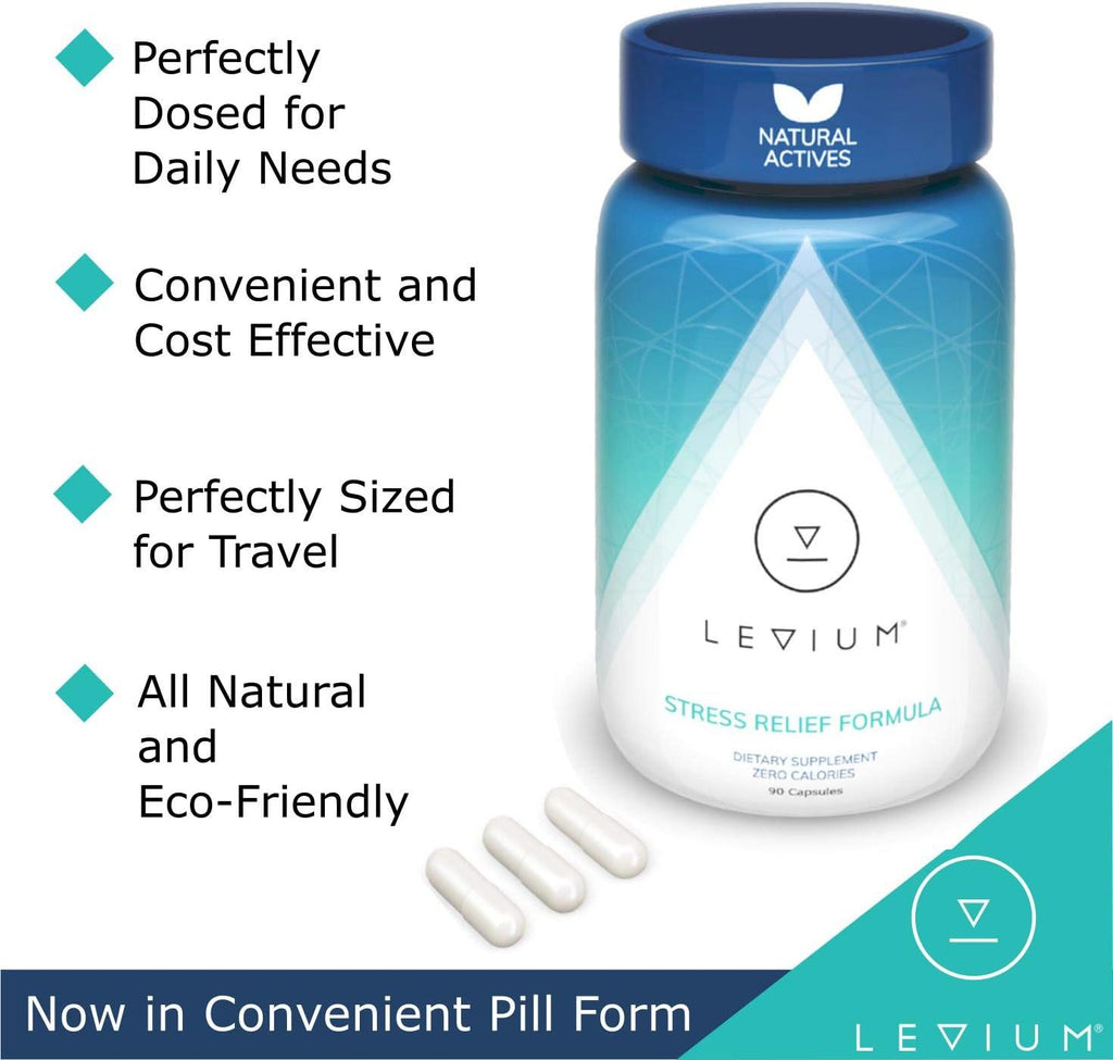 Levium Maximum Strength Stress Relief Supplement | Calm and Mood Support Supplement with KSM-66 Ashwagandha, GABA, L-Theanine, Magnesium | 90 Capsules, 30 Day Supply
