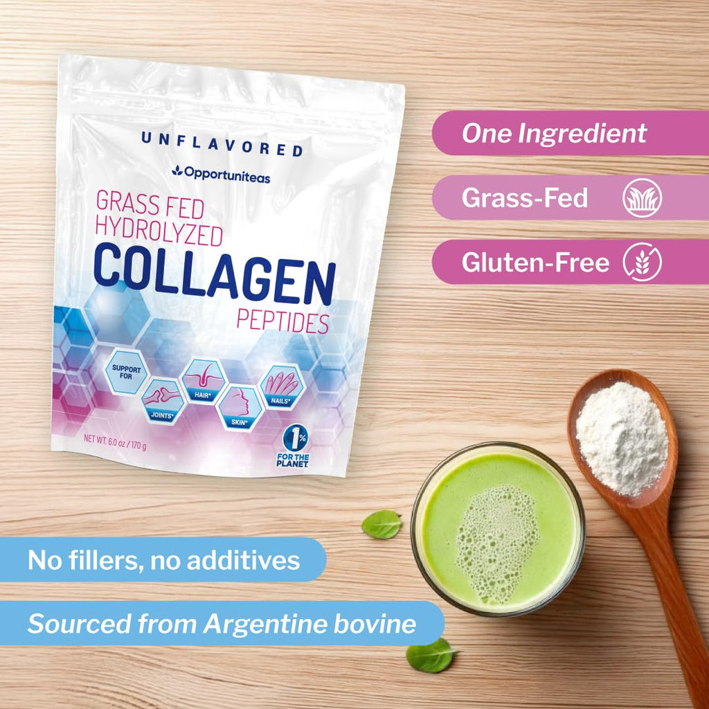 Opportuniteas Collagen Creamer for Coffee, Keto Colágeno Peptides Powder Creamer, Low Carb Keto & Paleo Diet Friendly, Grass Fed, Gluten Free & Non-GMO, Unflavored, 6 oz