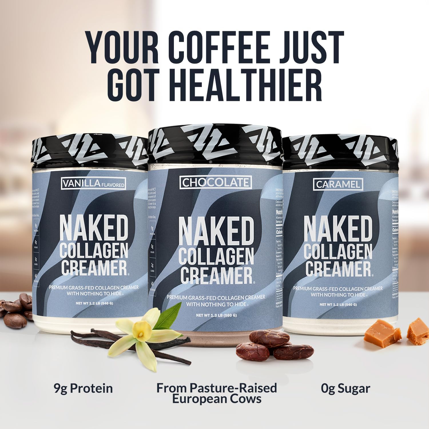 Naked Collagen Coffee Creamer - Vanilla Collagen Creamer For Coffee - Dairy-Free, Gluten-Free, GMO-Free - Support Hair, Skin, and Nails - 40 Servings