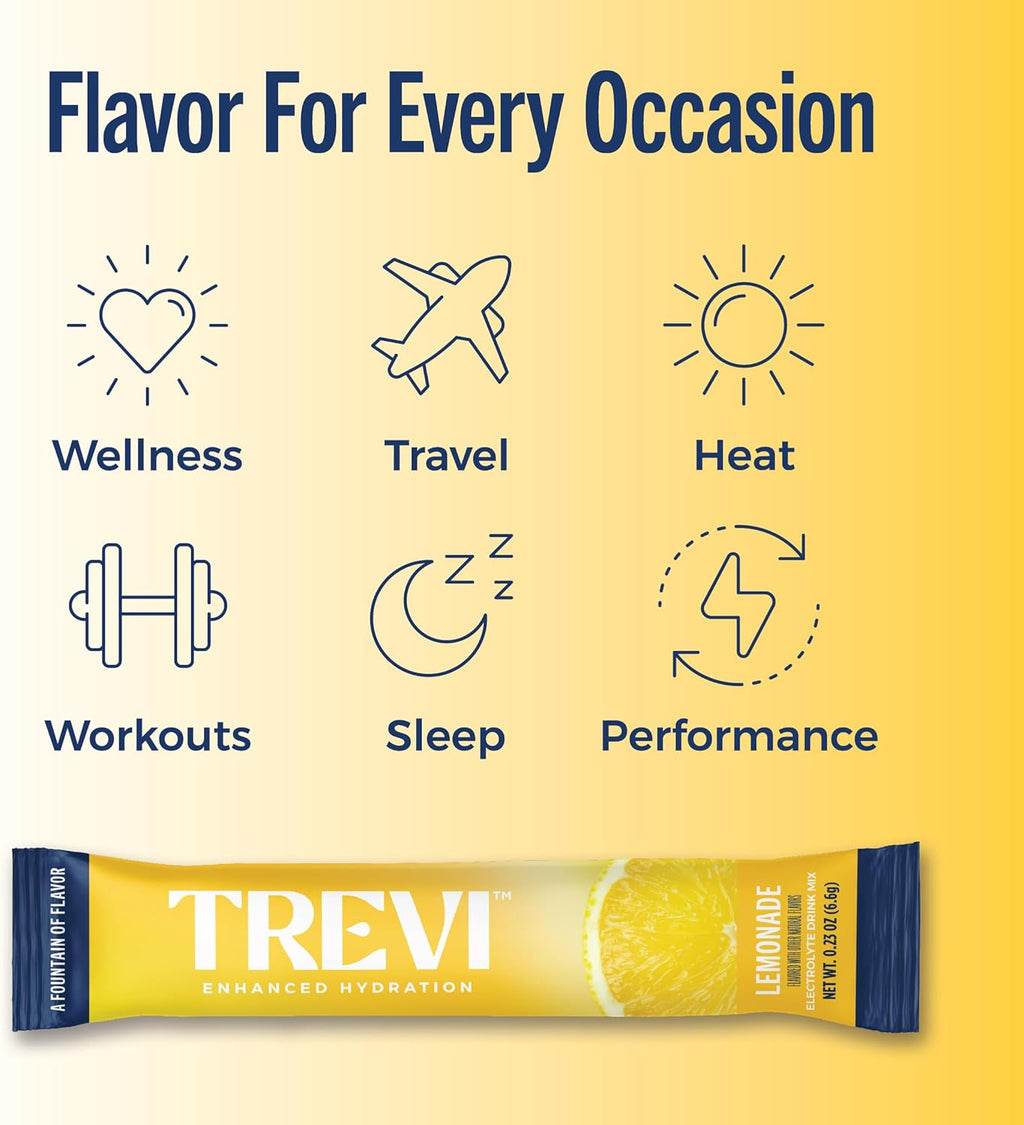 TREVI™ Sugar Free Electrolytes - Drink Mix Hydration Powder Packets - 8 Count - Lemonade
