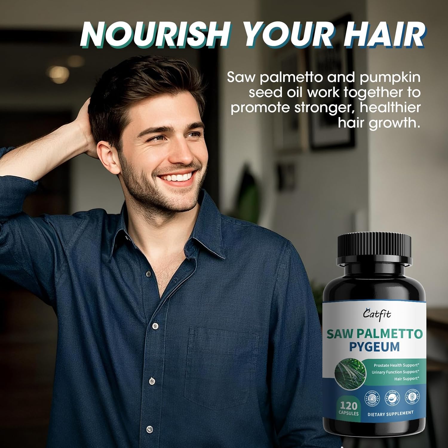 Saw Palmetto for Men – Prostate Health & Urinary Support, DHT Blocker for Men, 500mg Saw Palmetto with Pumpkin Seed Oil, Pygeum, Zinc, Vitamin D & E, Biotin, Magnesium – 120 Capsules