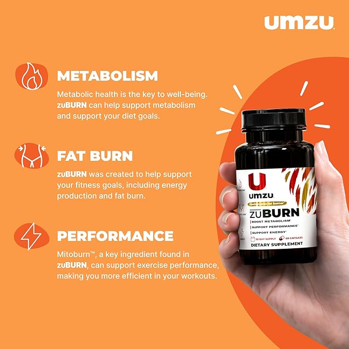 UMZU ZuBurn Energy Support Supplement, (30 Day Supply) – Caffeine Mitoburn Capsimax Grains Of Paradise B6 & B12 – Energy Supplements For Daily Energy, Focus & Active Lifestyle Support General Wellness