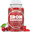 Iron Supplement for Women & Men - Iron Gummies with Vitamin B6, B12, C, Zinc, Folate for Adults & Kids - Support Iron Deficiency, Anemia, Energy Boost, Blood Builder - Sugar Free Vegan 60ct Cherry
