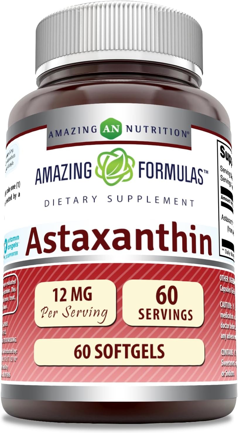 Amazing Formulas Astaxanthin 12 Mg Supplement | 60 Softgels | Non-GMO | Gluten Free | Made in USA