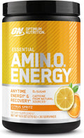 Optimum Nutrition Amino Energy Powder – Energy & Focus Pre Workout with Amino Acids, BCAA, Green Tea Caffeine & Coffee, Muscle Recovery Support – Citrus Sprtiz, 30 Servings (Packaging May Vary)