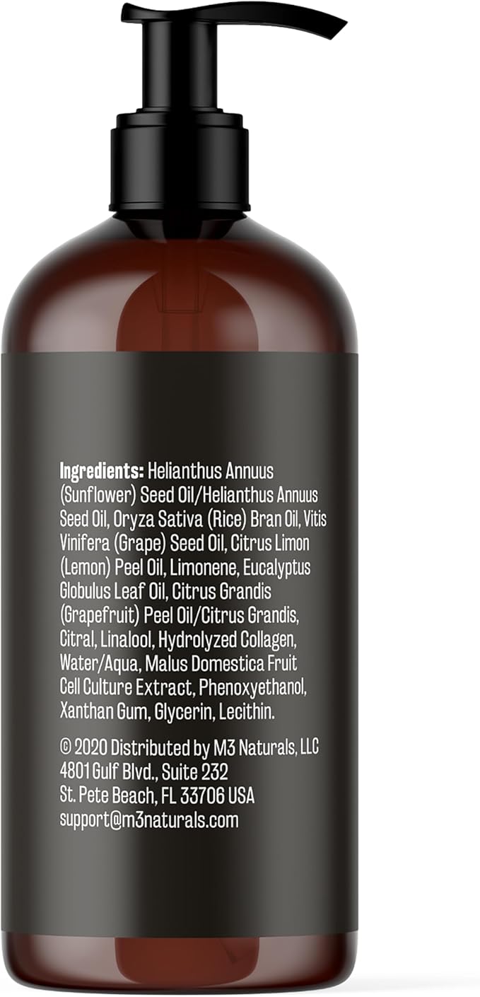 Anti Cellulite Massage Oil and Silicone Body Brush – Collagen and Stem Cell Skin Tightening Formula for Smoothing and Firming, 8 fl oz by M3