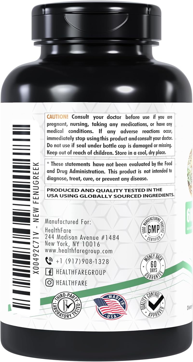 Fenugreek Supplement Capsules, 6000mg | 150 Veg Capsules | 100x Concentrated | Gluten-Free | Non-GMO | Made in USA