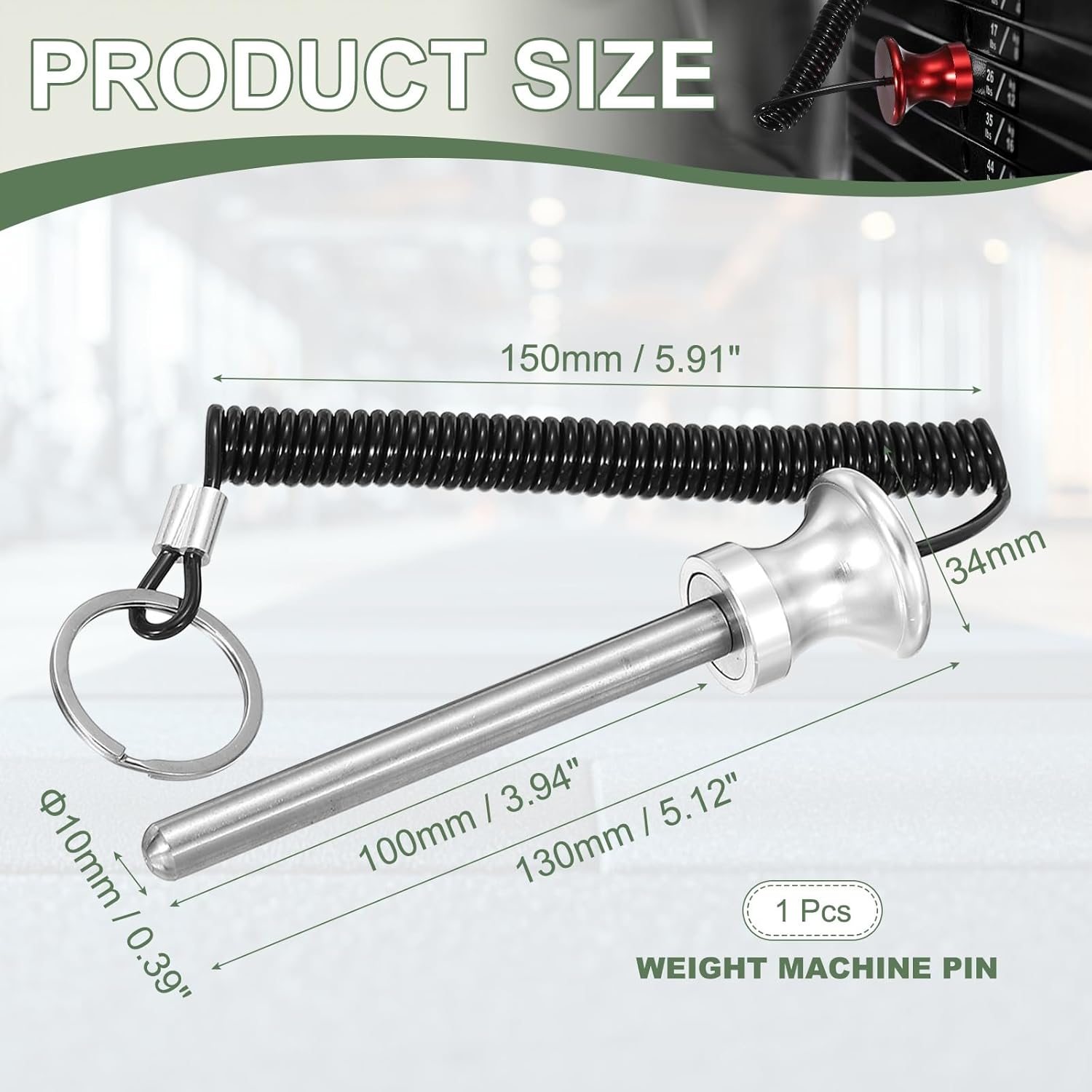 Weight Stack Pin, Weight Gym Pin Strength Training Equipment Replacement with Pull Rope for Home Gym Club