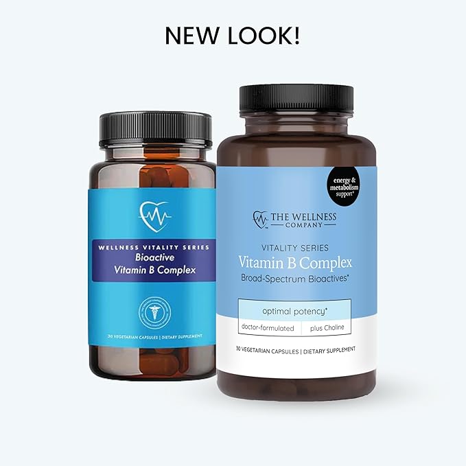 The Wellness Company Vitamin B Complex – Muscle Recovery, Focus & Resilience, Broad-Spectrium Methylated B Vitamins | 30ct (1 Month Supply)