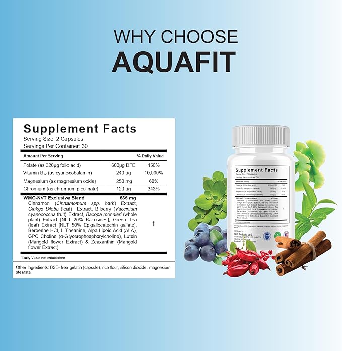 BLUE VIBE Aquafit Advanced Capsules, Aqua Fit Advanced Strength Overall Health & Wellness Support Supplement, Aquafit Official Premium All Natural Daily Health Support (5 Pack - 300 Capsules)