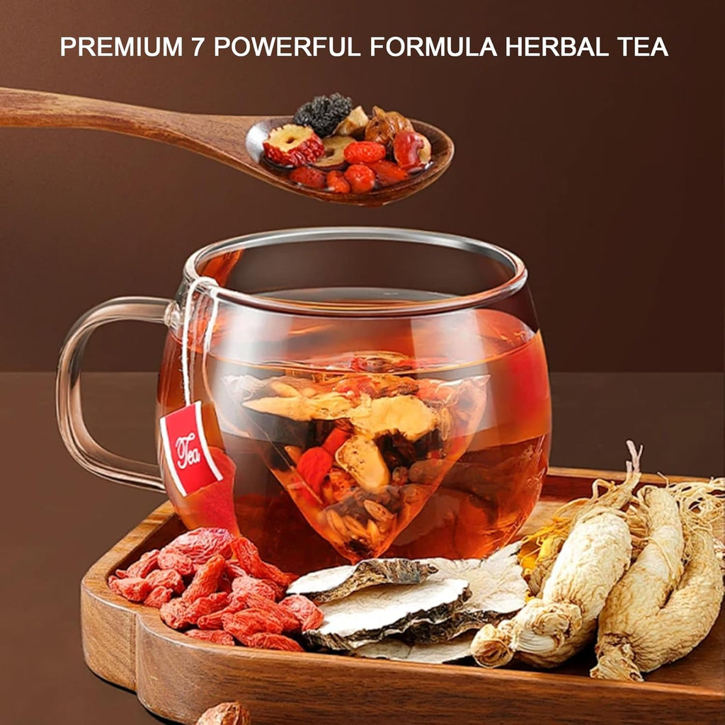 Ginseng Five Treasure Tea, 20 Teabags, Kidney Tea Formula Ginseng Six Treasure Traditional Chinese Herbal Tea Detox for Men & Women