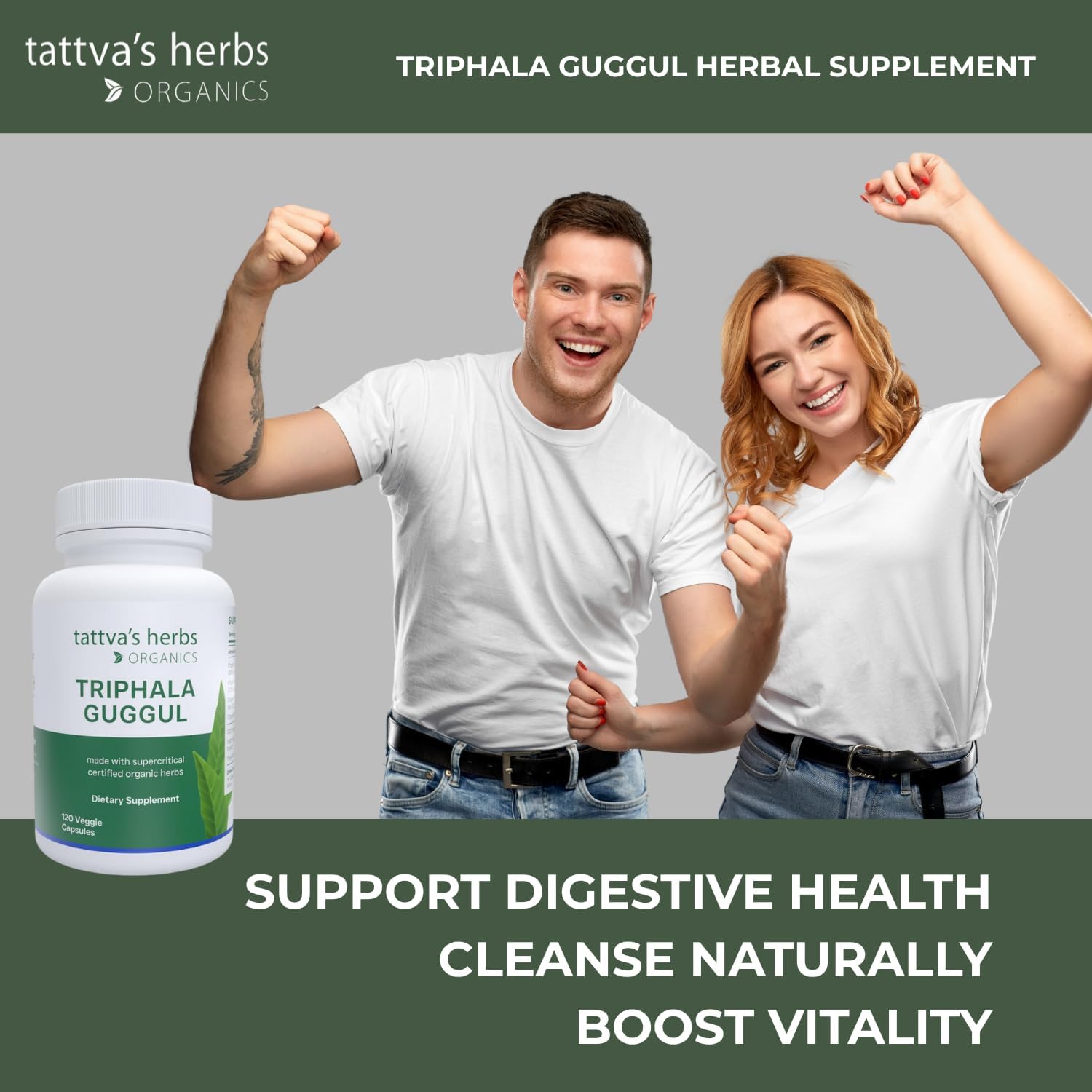 Triphala Guggul Herbal Supplement, Ayurveda Herbal Supplements, Digestive Health and Support, Organic Triphala Capsules, 120 Count, 25 Years of Premium Service