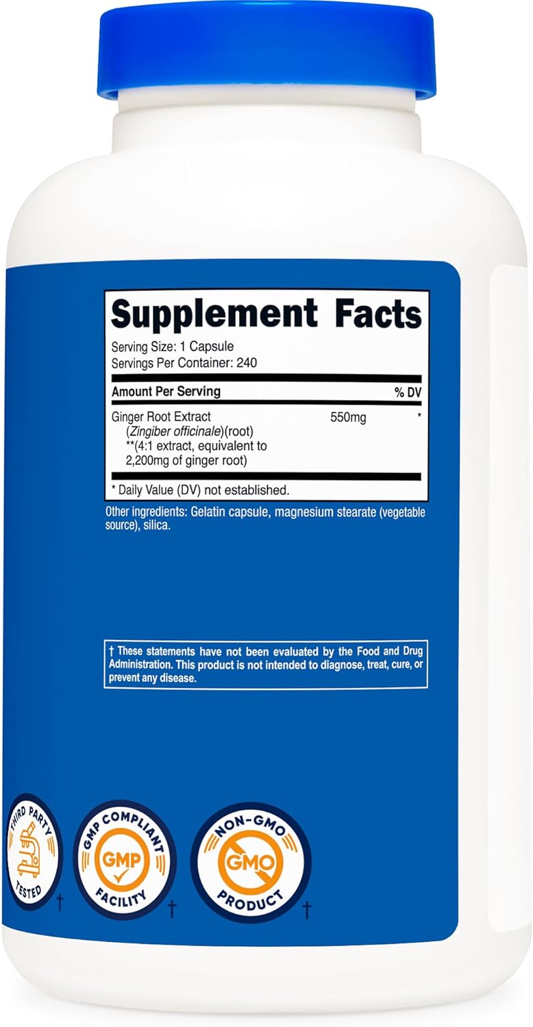 Nutricost Ginger Root Extract 2,200mg, 240 Capsules - Gluten Free, Non-GMO, 550mg of 4:1 Extract