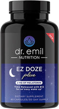 DR. EMIL NUTRITION EZ Doze Plus Natural Sleep Aid with Melatonin, L-Theanine, GABA & 5HTP - Extra Strength Sleeping Pills for Adults - Safe and Non-Habit Forming (60 Veggie Capsules)