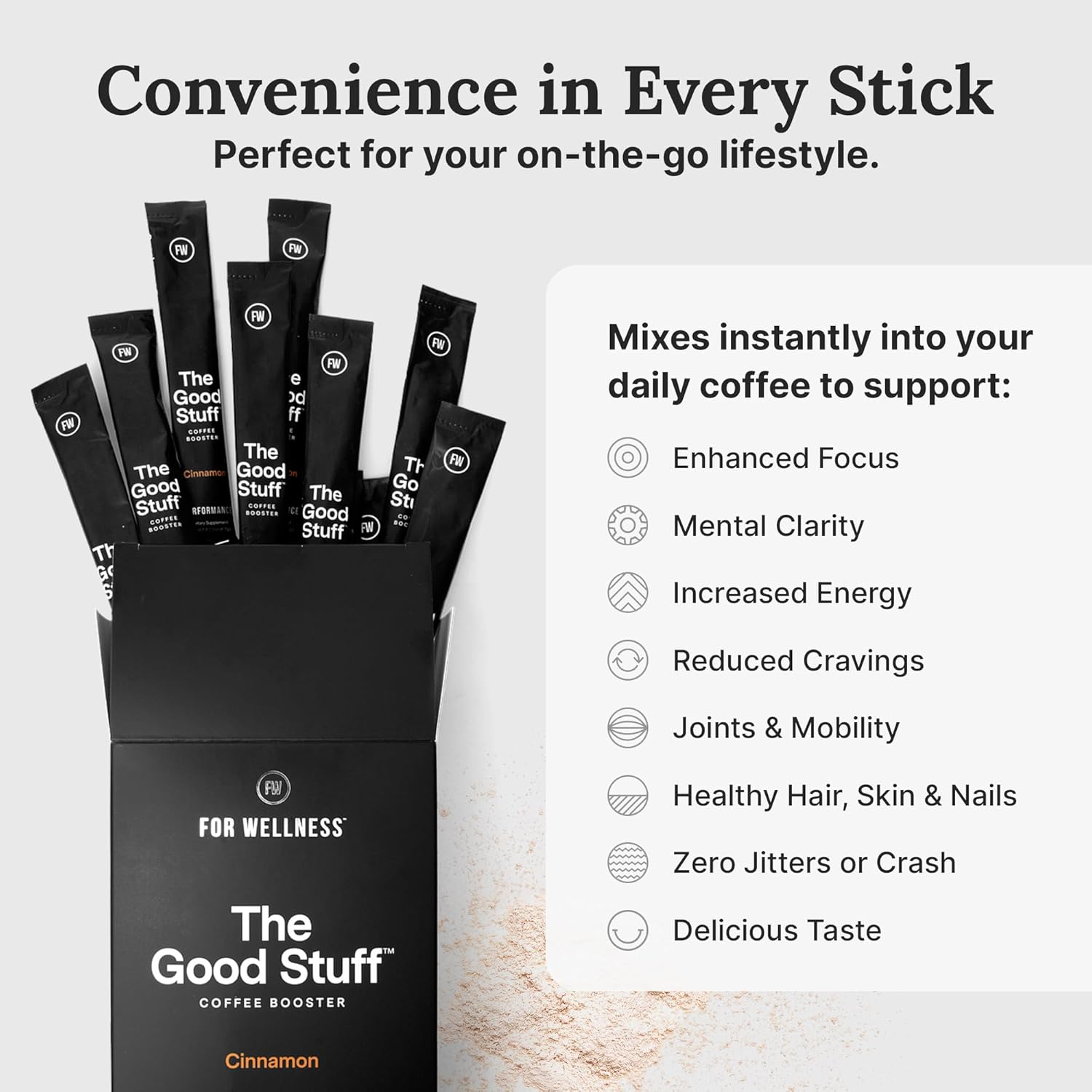 For Wellness The Good Stuff Performance – Coffee Booster | Collagen + MCT Powder Supplement with L-Theanine and Antioxidants for Jitter-Free Energy & Stamina | Non-Dairy, Keto-Friendly, 30 Servings