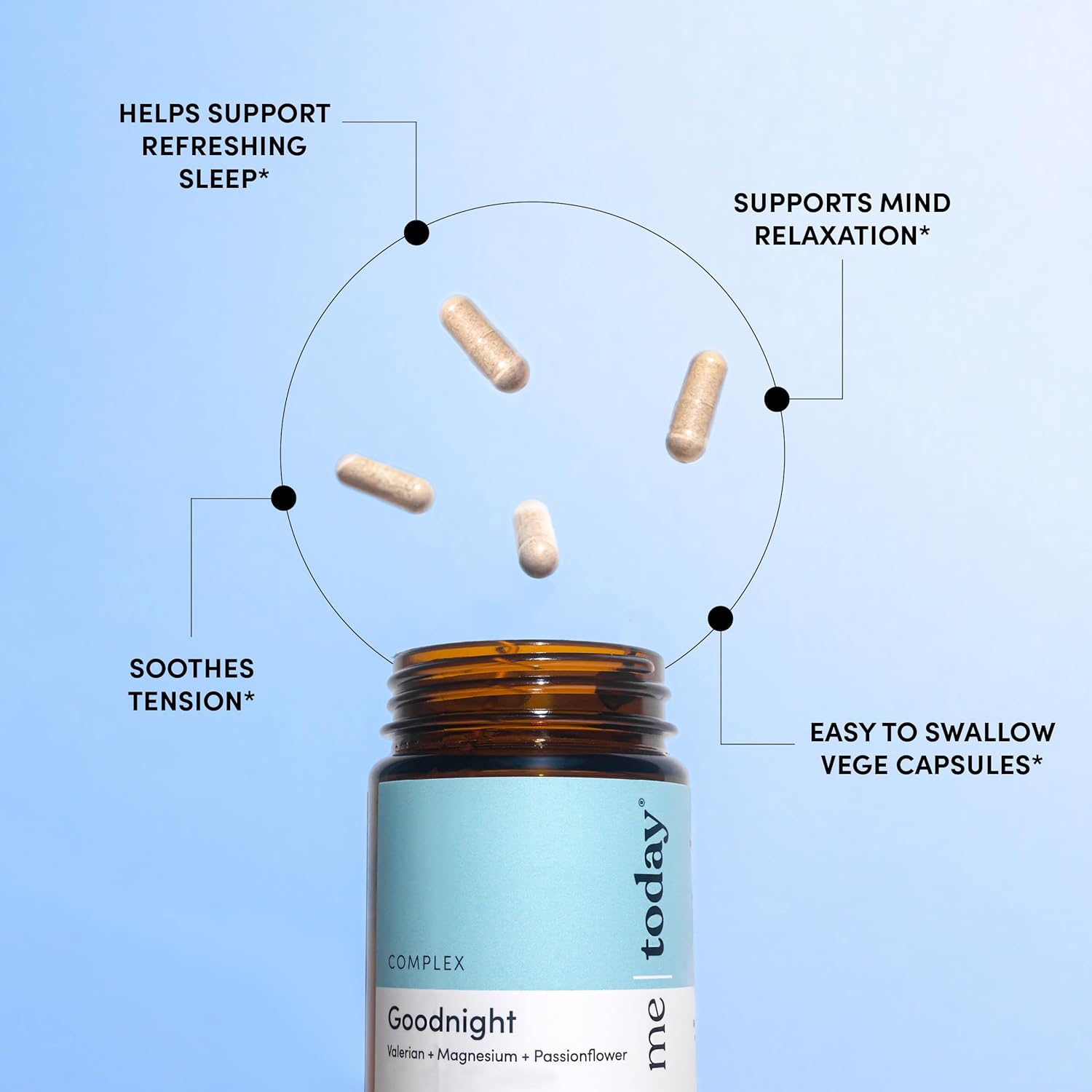 Me Today Goodnight Magnesium Sleep Aid Supplement –Supports Restful Sleep, Calm & Relaxation – Vegan Magnesium for Muscle Relaxation & Calmness – 60 Servings