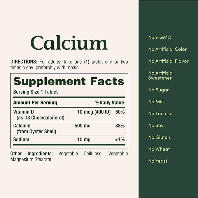 Nature's Bounty Calcium Plus 400 IU Vitamin D3, Immune Support & Bone Health, 300 Tablets (Pack of 2)