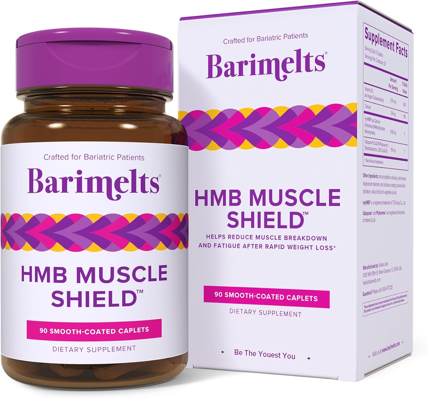 BariMelts HMB Muscle Shield for GLP-1 Users and Bariatric Patients - HMB Supplements with Vitamin D3 & Ubiquisome® Phytosome™ Supports Muscle Recovery - 90 Smooth-Coated Caplets