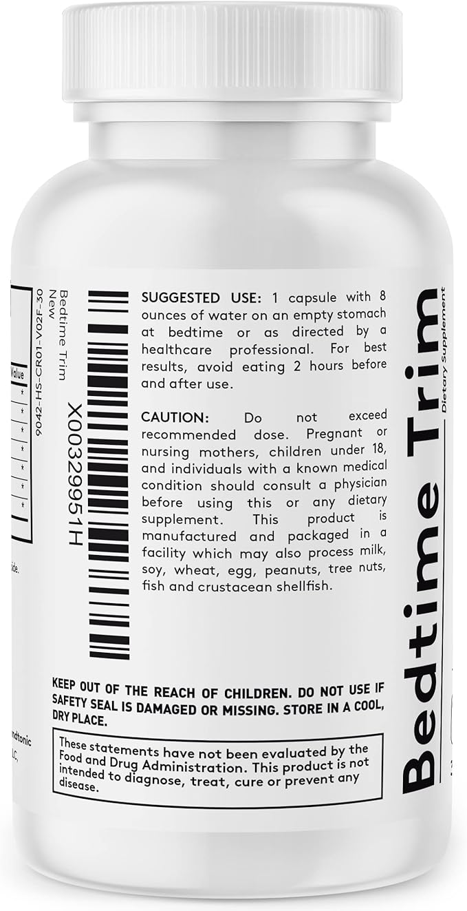 Youth & Tonic PM Bedtime Trim for Lean Appearance & Muscle Definition Support – Nighttime Amino Acids Supplement for Overnight Recovery, Men & Women, 30 Capsules