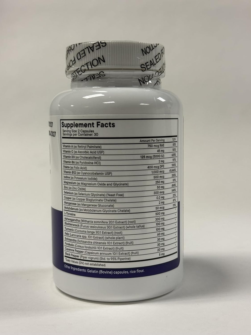 Thyroid Support Supplement for Women & Men with Iodine, B12, Zinc, Selenium, Ashwagandha, Bladderwrack, Turmeric, Schisandra - Non-GMO, Vegetarian - 180 Count