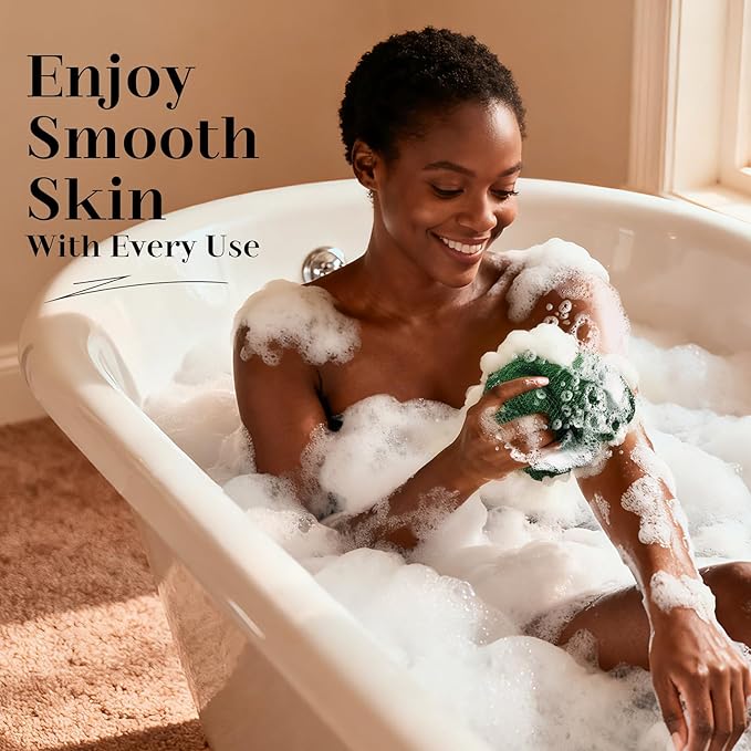 CORATED African Net Sponge Authentic, Shower Loofah Exfoliating Bath Net Sponge with Knots, Body Scrubber for Women and Men Daily Use Body Care, Travel Portable Bath Accessories for Bathroom