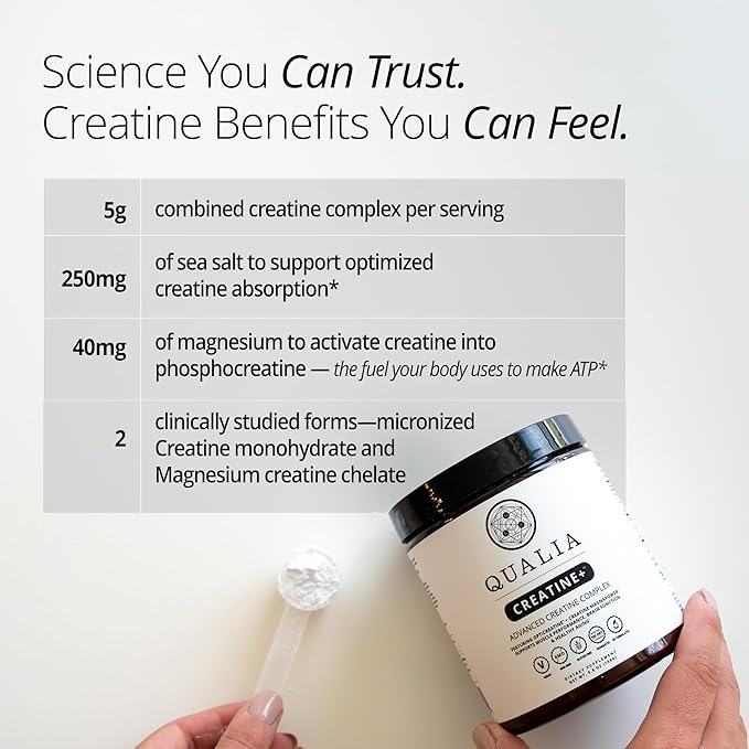 Qualia Creatine | Advanced Creatine Complex | 2 Creatine Sources + Magnesium | Optimized Creatine Absorption | Muscle Performance, Brain Function, & Healthy Aging