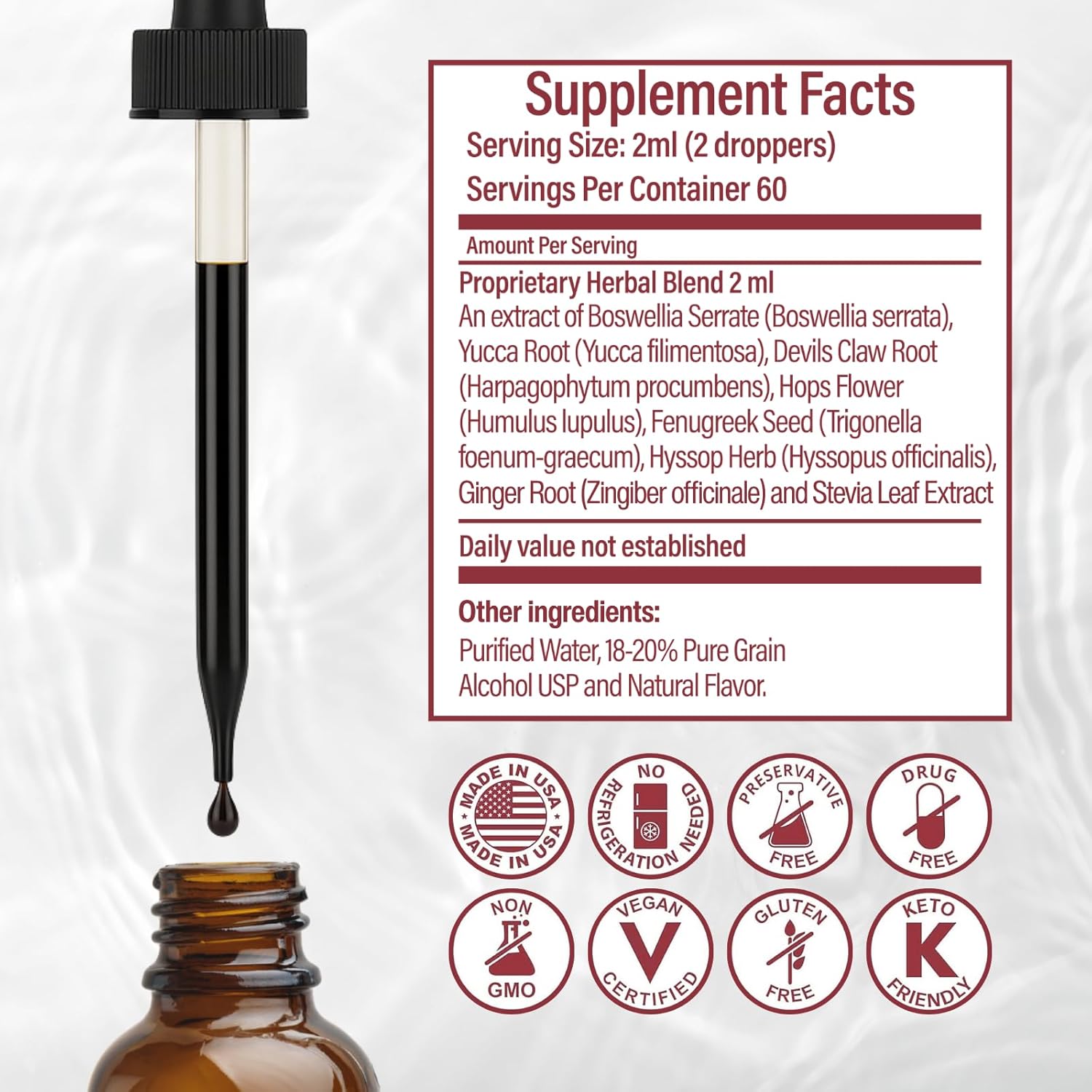 Joint + Muscle Liquid Support - Natural Herbal Blend - For Joint Support, Cartilage, Mobility & Heart Health - Fast-Acting Liquid Supplement - 98% Absorption - Made in the USA - 30-Day Supply