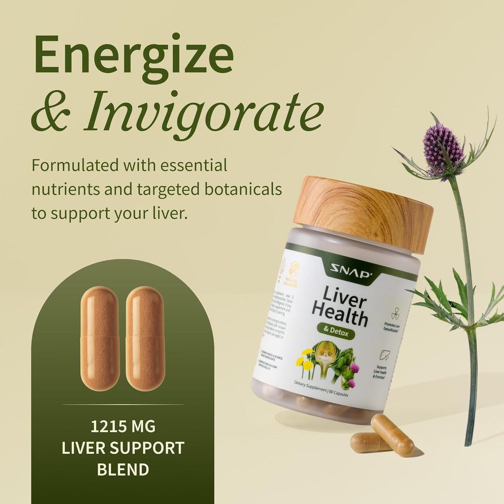 Snap Supplements Liver Health & Detox Supplement - Natural Support for Liver and Digestive Health, 60 Vegetarian Capsules (1 Month Supply)
