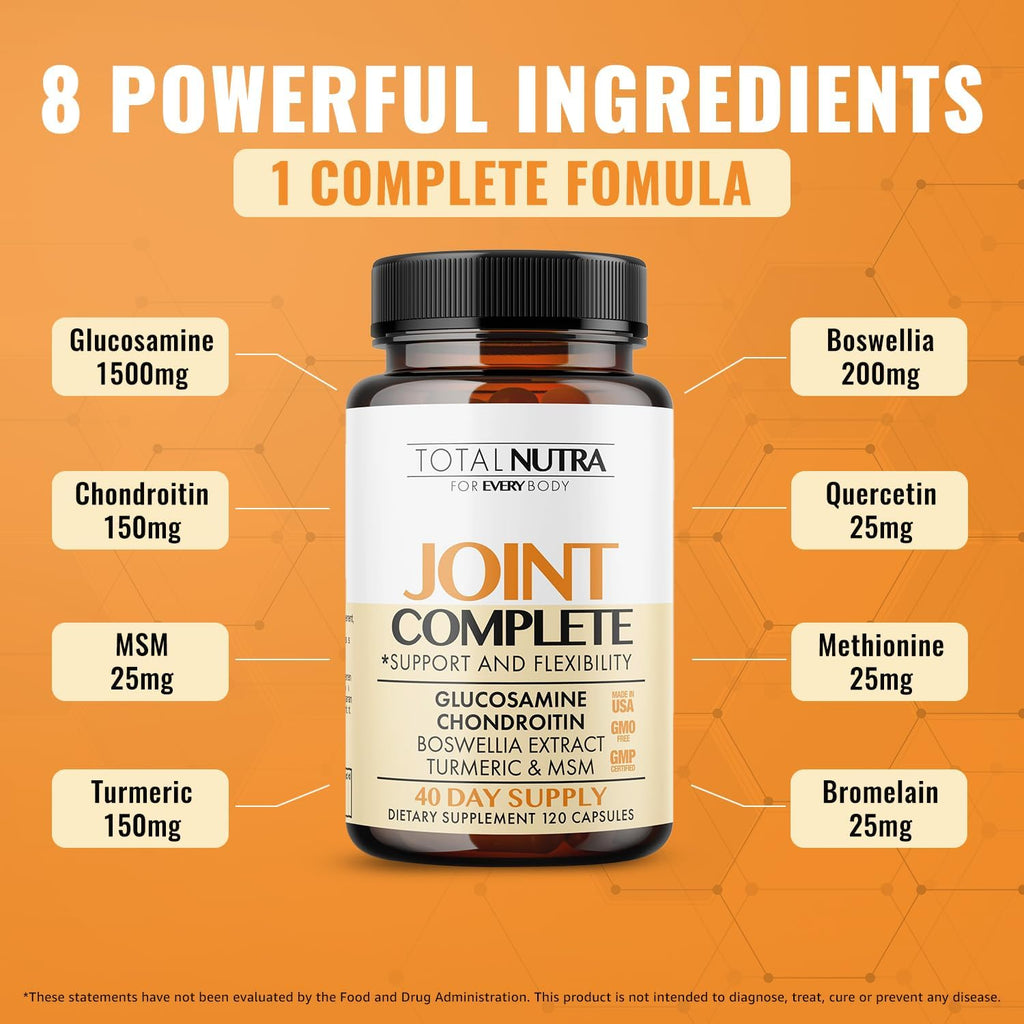 Glucosamine Chondroitin MSM Turmeric 2100mg – Joint Complete Capsules, Advanced Strength Joint Support Supplement for Adults Hands Back Knee Mobility – Bone & Joint Health Supplements for Men & Women