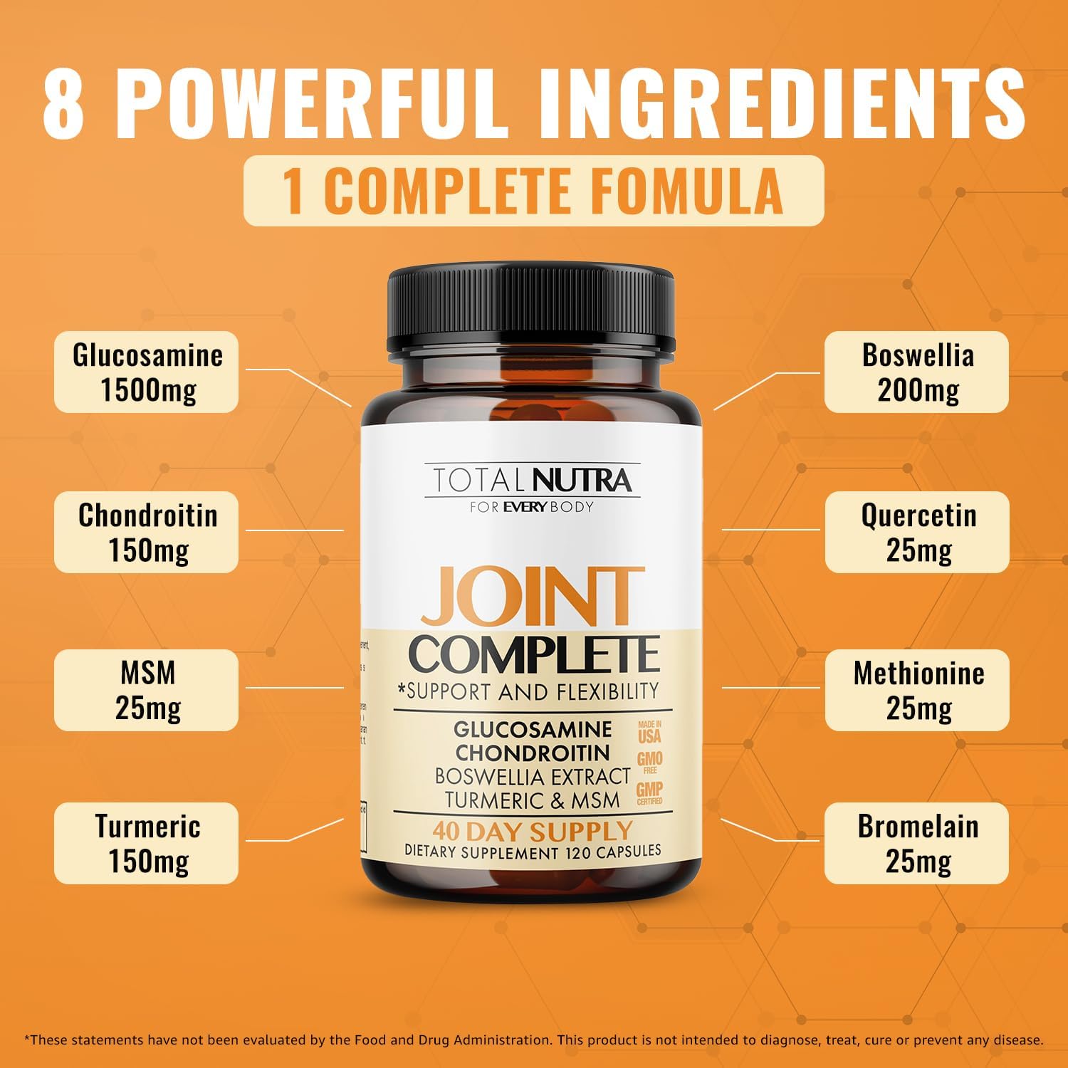 Glucosamine Chondroitin MSM Turmeric 2100mg – Joint Complete Capsules, Advanced Strength Joint Support Supplement for Adults Hands Back Knee Mobility – Bone & Joint Health Supplements for Men & Women