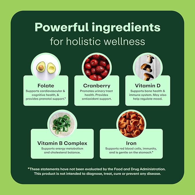 Women’s Multivitamin | Daily Supplement with Essential Vitamins, Minerals & Iron | Supports Immunity, Heart Health, Bone Health, Energy & Mood | Major Allergen - Free | 60 Tablets