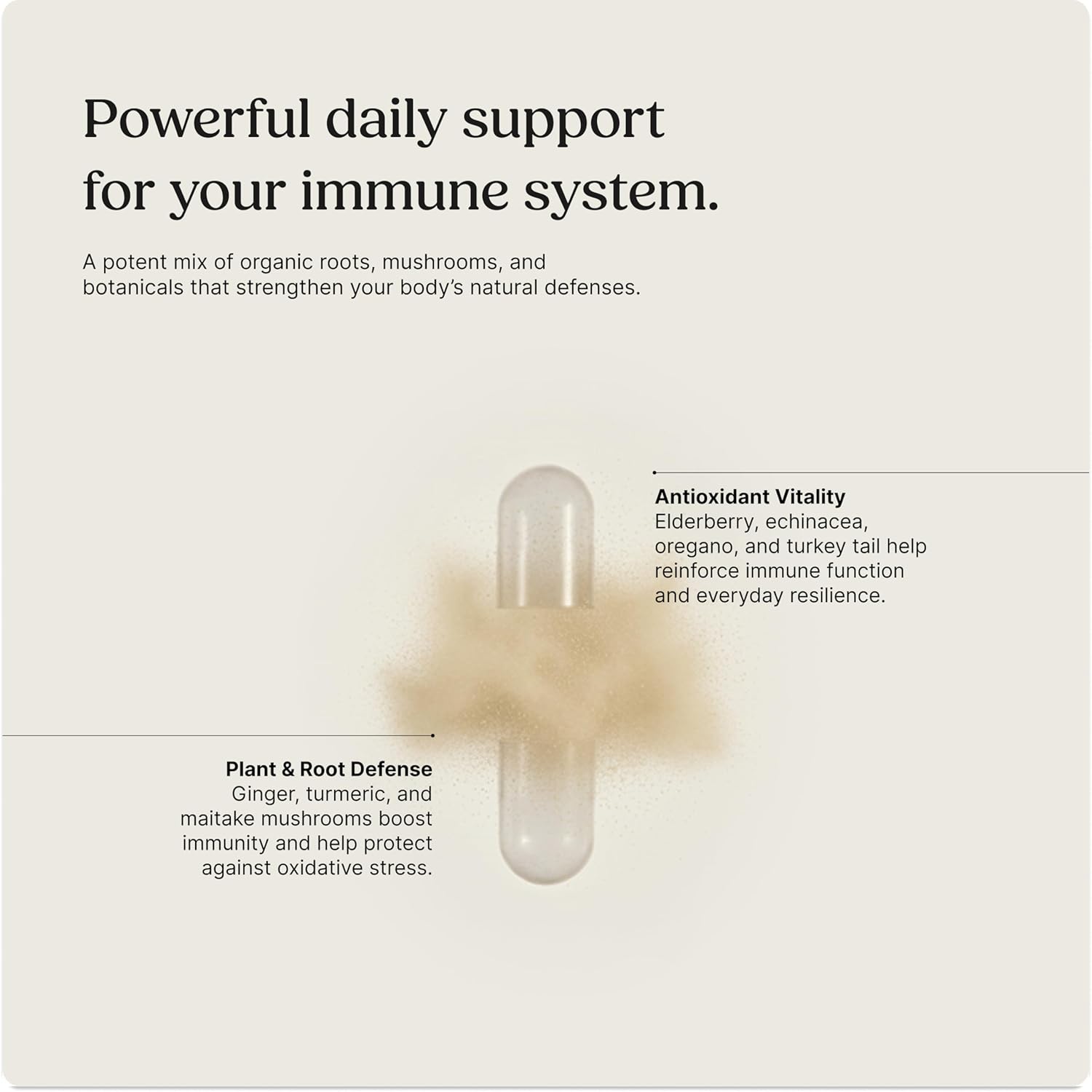 Greenworks Nature's Immune Organic Immune Support Supplement with Elderberry, Echinacea, Ginger, Turmeric, Oregano & Mushrooms - Vegan Capsules for Year-Round Wellness, Non-GMO, Gluten-Free, 60 Count