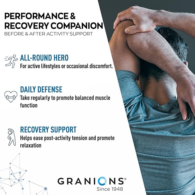 Granions Muscle Relaxer Pills Complex - Magnesium, Potassium, Selenium, Copper & B Vitamins Relaxant - Daily Comfort Supplement to Support Normal Muscle Function and Relaxation - 60 Tablets