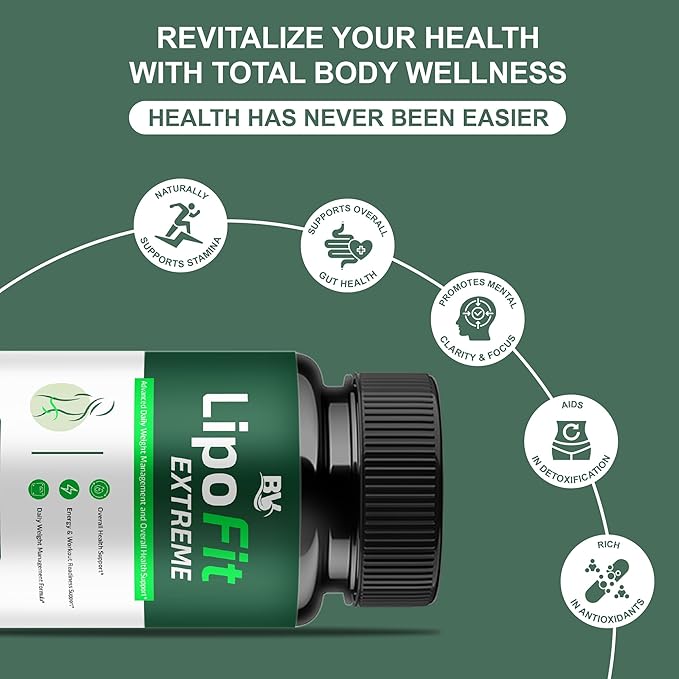 BLUE VIBE Lipofit Extreme Capsules, Lipo Fit Advanced Strength Overall Health & Wellness Support Supplement, Lipofit Extreme Official Premium All Natural Health Support (2 Pack - 120 Capsules)