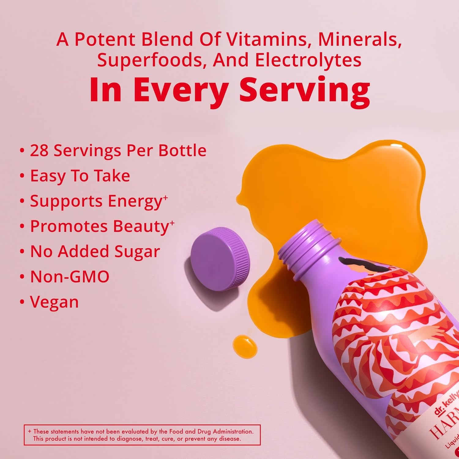 Dr. Kellyann Harmony Liquid Multivitamin (28 fl oz) – Vegan Daily Vitamins for Men & Women, Non-GMO, Overall Health