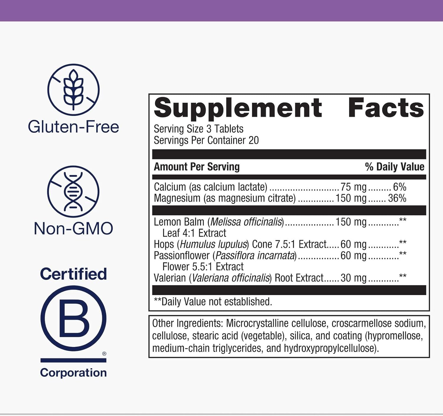 Metagenics MyoCalm Plus - with Passionflower, Valerian Root, Magnesium & Calcium - Non-GMO, Gluten-Free & Vegetarian - 20 Servings - 60 Tablets