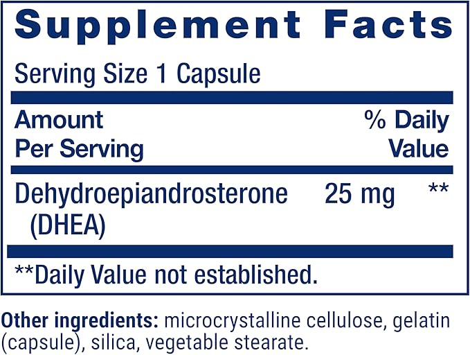 Life Extension DHEA 25 mg – Supplement for Hormone Balance, Immune Support, Sexual Health, Bone & Cardiovascular Health and Anti-Aging and Mood Support – Gluten-Free, Non-GMO – 100 Capsules