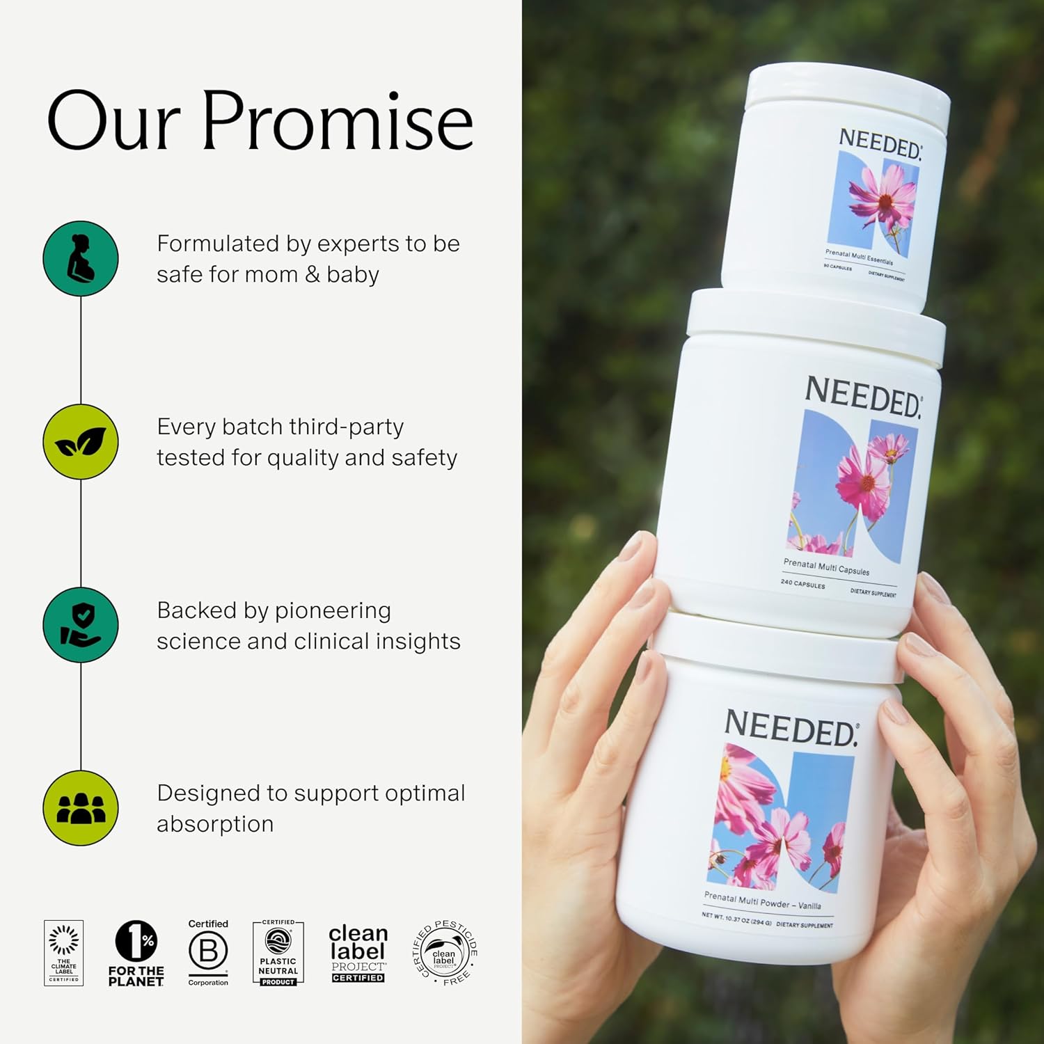 Needed. Multivitamin with Choline Capsules for Prenatal, Pregnancy, Breastfeeding, Postpartum | Expertly-Formulated & Third-Party Tested| 30-Day Supply