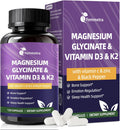 Magnesium Glycinate 600mg Vitamin D3 K2 Supplement with Zinc, L-Theanine & Melatonin - Bone Support, Energy & Mood Manage, Sleep Health for Men & Women, Non-GMO, Vegan, 120 Capsules