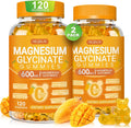 Magnesium Glycinate Gummies 600mg, Chewable Sugar Free Potassium Gummies with Magnesium Glycinate, Vitamin D, B6 and CoQ10 for Sleep, Relaxation, Brain & Muscle, 2 Pack