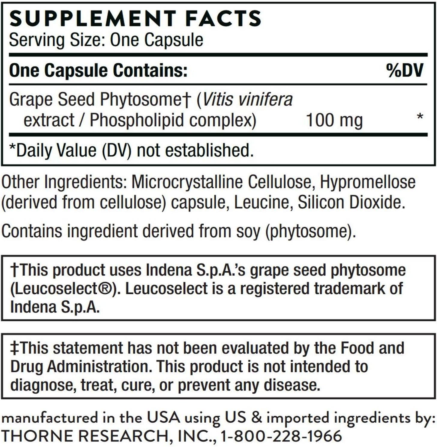 THORNE - Grape Seed Extract (Formerly O.P.C.-100) - Grape Seed Phytosome for Antioxidant Support* - 60 Capsules