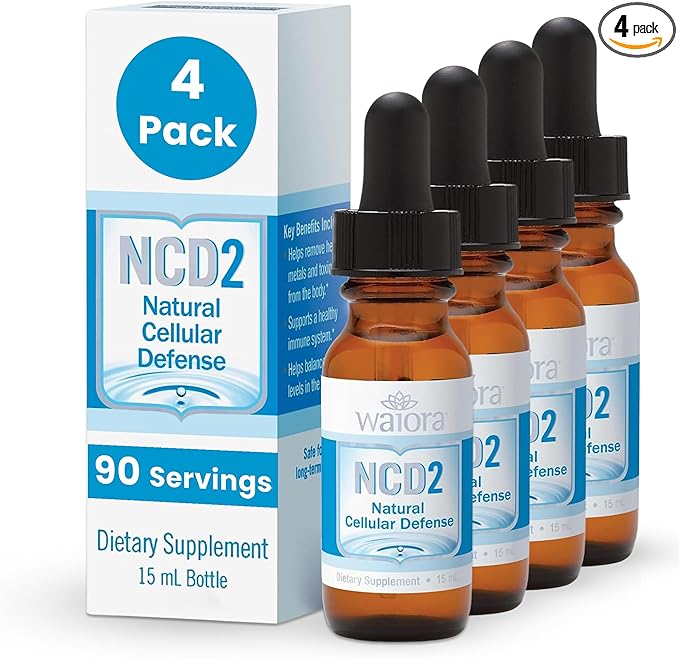 Waiora NCD2 Liquid Mineral Supplement, Advanced Cellular Support Formula, Daily Digestive & Detox, Immune, pH Balance, Cleansing; Easy-to-Use Drops (Four .5 oz Bottles, 360 serv)