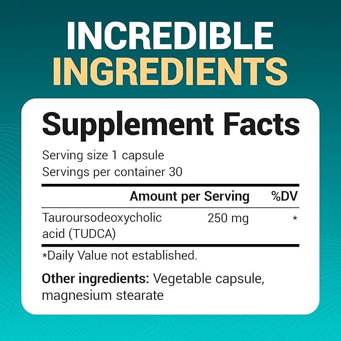 Dr. Berg TUDCA Supplement (Tauroursodeoxycholic Acid) - Powerful Formula for Liver Health, Bile Flow, Gallbladder Support, and Digestive Health* - 30 Capsules